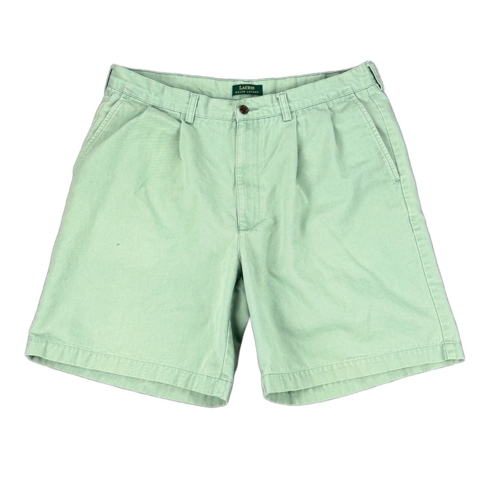 Lauren Ralph Lauren Men's 36 Mint Green Davis Short Pleated Chino Shorts Cotton